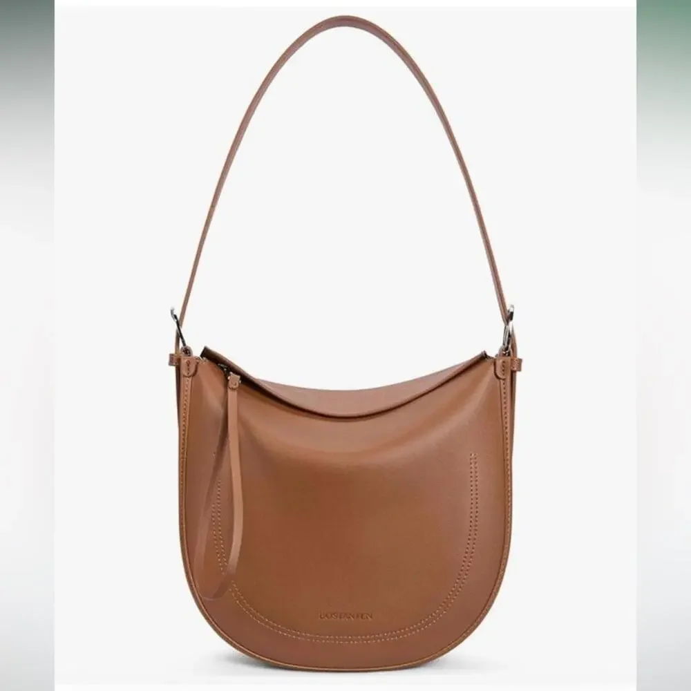 NWOT Elegant Brown Vegan Leather Shoulder Bag